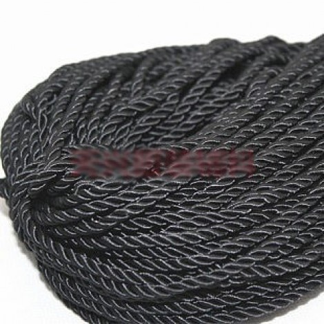 3mm Twisted Black Imitation Silk Cord