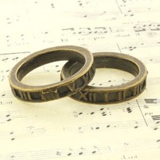19mm Antique Bronze Link Ring w-Roman Numerals - Pack of 4