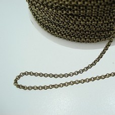 2mm Ant Brass Plated Iron Cross Chain - Per Metre