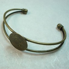 Antique Bronze Bracelet Cuff with 20mm Round Flat Pad - Pack of 2