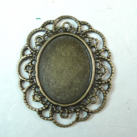 40x35mm Antique Brass Plated Filigree Bezel - Pack of 2