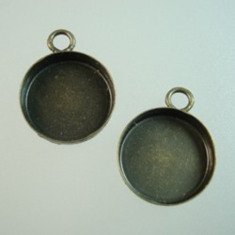 17x21mm Ant Bronze Plated Brass Bezel Cup Drops
