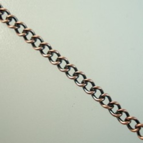 2.4mm Antique Copper Plated Steel Curb Chain