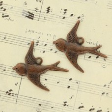 17x19mm Vintage Style Ant Copper Plated Swallow Charm