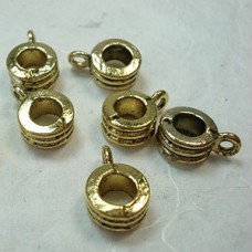 8x13mm Tibetan Style Gold Tri-Ring Bails/Bead Hangers - 4mm ID