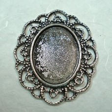 40x35mm Antique Silver Plated Filigree Bezel - Pack of 2