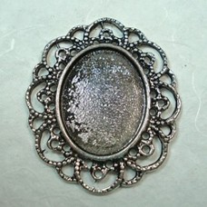 40x35mm Antique Silver Plated Filigree Bezel