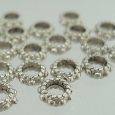 6x3mm (3mm ID) Tibetan Style Ant Silver Flower Spacers