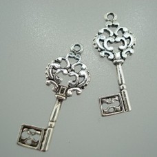 30mm Antique Silver Tibetan Silver Plated Key Charm