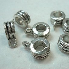 8x13mm Tibetan Style Silver Tri-Ring Bails/Bead Hanger - 4mm ID