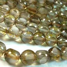 8mm Antique Style Czech Triangle Beads - Luster Transparent Gold - Pack of 10