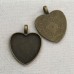 25mm ID Antique Bronze Heart Pendant Cabochon Setting w-Textured Back + Front