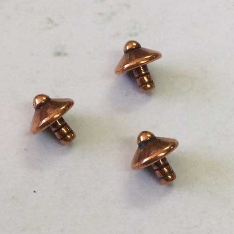 8mm TierraCast Basic Glue-in Large Hole Cap - Antique Copper - Pack of 2