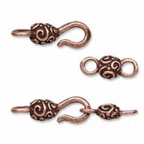 Ant Copper Swirl Hook w/Ball & Eye Clasp - Each