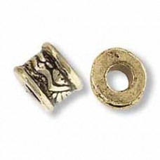 9mm Antique Gold Pewter Rondelle Bead - Pack of 10