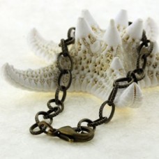 8in (20cm) Ant Bronze Textured Unsoldered Link Bracelet