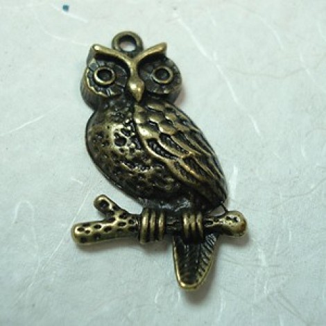 33x18mm Antique Bronze Owl Pendant - Pack of 2