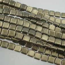 6mm CzechMates 2-Hole Tiles - Metallic Suede-Gold - Pack of 10