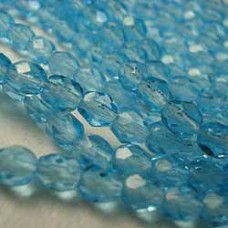 4mm Czech Firepolish Beads - Aquamarine