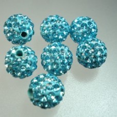 10mm Crystal Pave Beads - Aquamarine