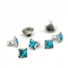 6mm ImpressArt Square Crystal Rivets - Aquamarine  - Pack of 5
