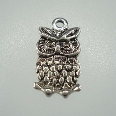 10x18mm Ant Silver Plated Lead-safe Owl Charms