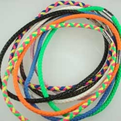 15cm x 5mm diam Multi-Color Faux Leather Necklaces - Pk 10