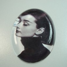 37.5x29mm Glass Cabochon with Audrey Hepburn