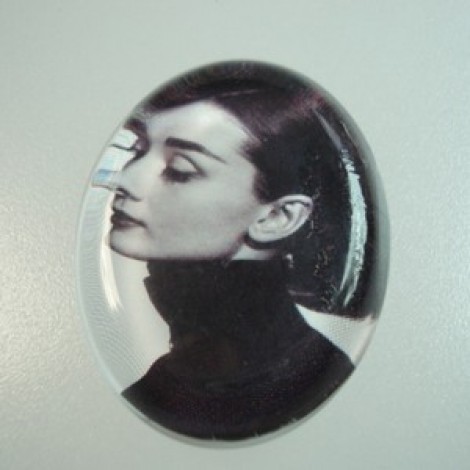 37.5x29mm Glass Cabochon with Audrey Hepburn - Each