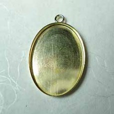 25x18mm Raw Brass Oval Bezel Cup with 1 Loop - Pack of 2