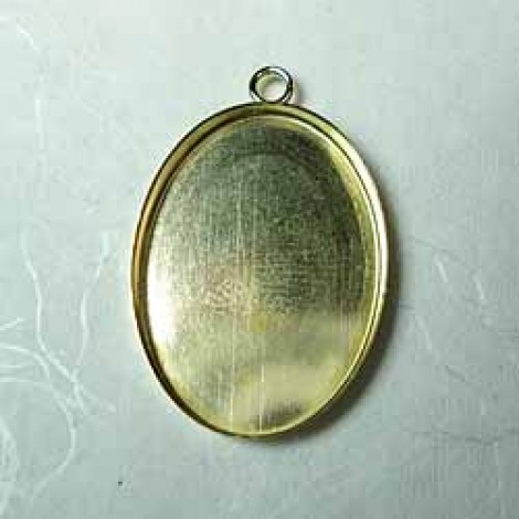 25x18mm Raw Brass Oval Bezel Cup with 1 Loop - Pack of 2 25x18mm Raw Brass Oval Bezel Cup with 1 Loop - Pack of 2