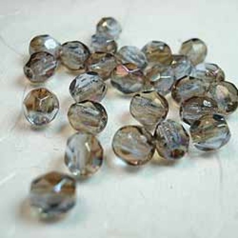 4mm Czech Firepolish Beads - Light Sapphire Celsian - Pack of 50
