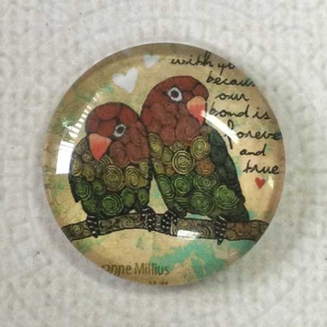 25mm Art Glass Backed Cabochons - Australian Native Birds 9 - Each