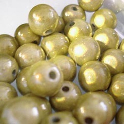 8mm Avocado Green Japanese Miracle Beads - Pack of 10