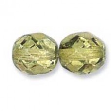 8mm Avocado Czech Fire Polish Round Glass Beads - Pack of 24