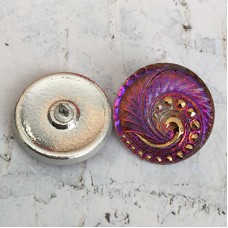 27mm Czech Glass Indian Swirl Buttons - Radiant Orchid - Each