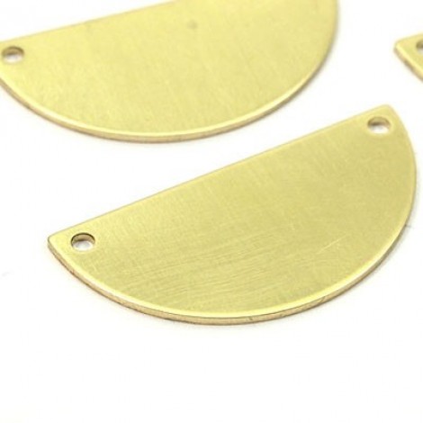 30x15x.80 Raw Brass Semi Circle 2-Hole Blanks - Pack of 4