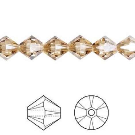 5mm Swarovski Crystal Bicones - Crystal Golden Shadow - Pack of 10