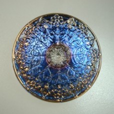 32mm Czech Mandala Glass Button - Blue-Gold