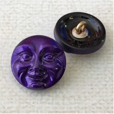 18mm Czech Moon Face Button - Purple