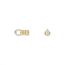 5.5x3.5mm (2.2mm ID) Gold Plated Cord End Crimp with Loop - Pack of 4