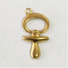 18mm Baby Pacifier Raw Brass Charm - Pack of 4