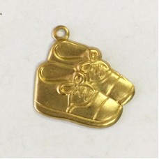 20mm Baby Shoes Raw Pressed Brass Charms - Pack of 4