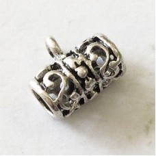 13x9mm Antique Silver Plated Pewter Tube Bail with Loop Bail - Pack of 2
