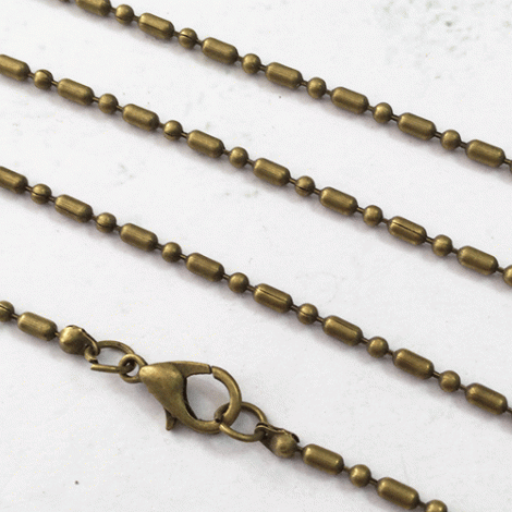 24in (60cm) 2x4mm Antique Brass Bamboo Ball Chain Necklace - Each 24in (60cm) 2x4mm Antique Brass Bamboo Ball Chain Necklace - Each