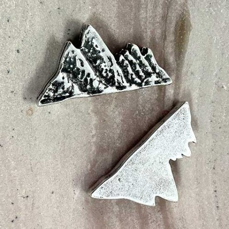 26x13.5mm (ID10x2mm) Mountain Range Leather Slider - Antique Silver - Each 26x13.5mm (ID10x2mm) Mountain Range Leather Slider - Antique Silver - Each