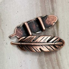 10mm Flat Leather Feather Slider - Antique Silver - Each
