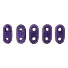 2x6mm CzechMates 2-Hl Bar Beads- Met Suede Purple - 10gm