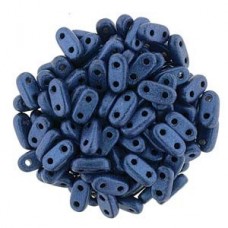 2x6mm CzechMates 2-Hl Bar Beads - Met Suede Blue - 10gm