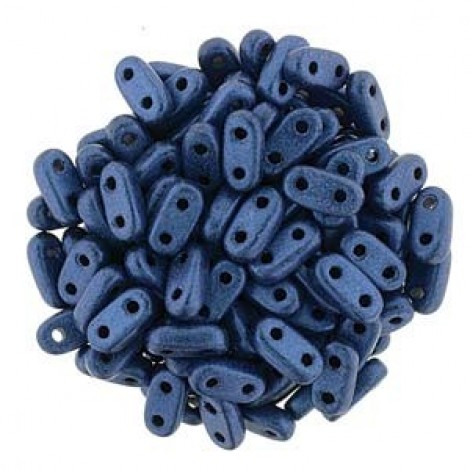2x6mm CzechMates 2-Hl Bar Beads - Met Suede Blue